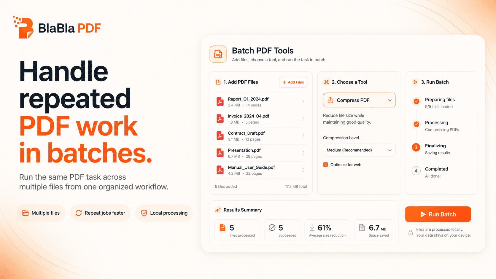 BlaBla PDF batch tools processing repeated PDF work