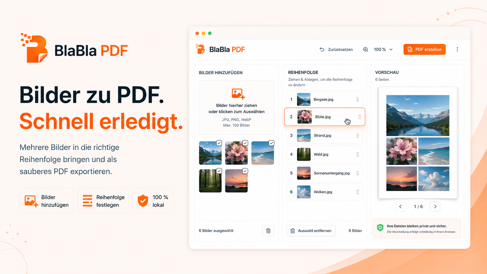 Bilder werden in BlaBla PDF zu einer PDF-Datei zusammengefuegt