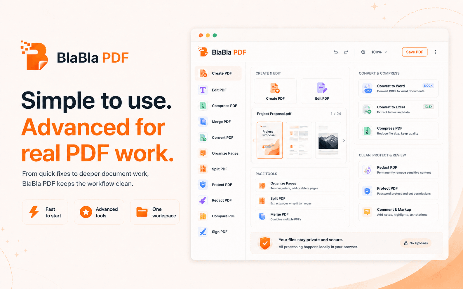 BlaBla PDF extension-style interface for simple and advanced PDF work