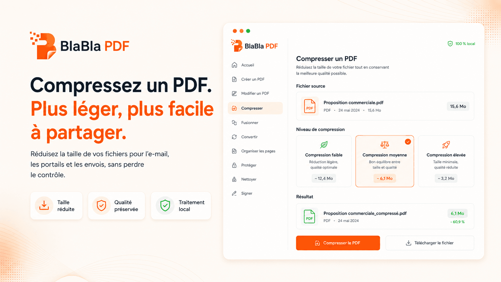 Taille d’un fichier PDF réduite avec BlaBla PDF