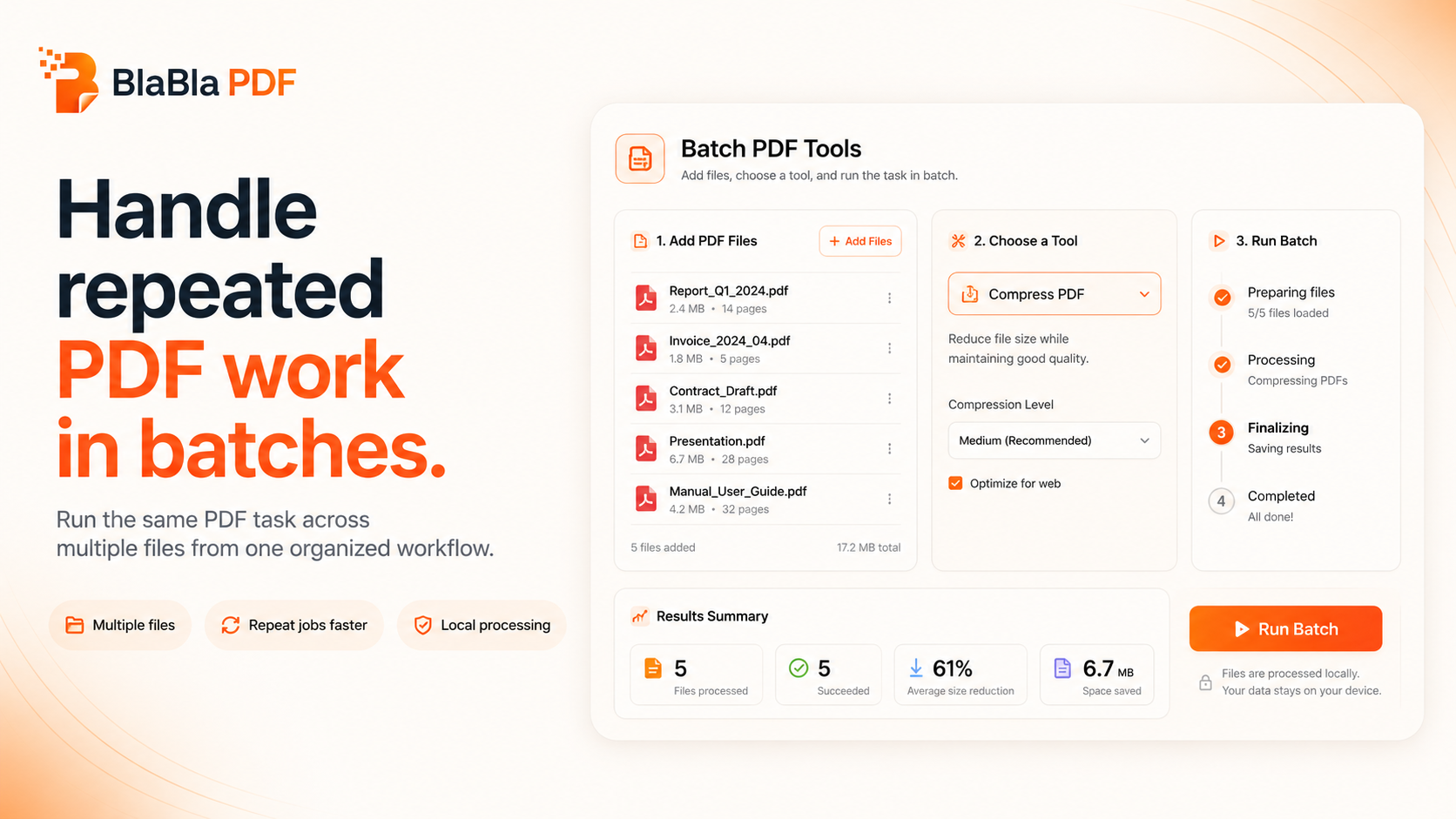 BlaBla PDF batch tools processing repeated PDF work