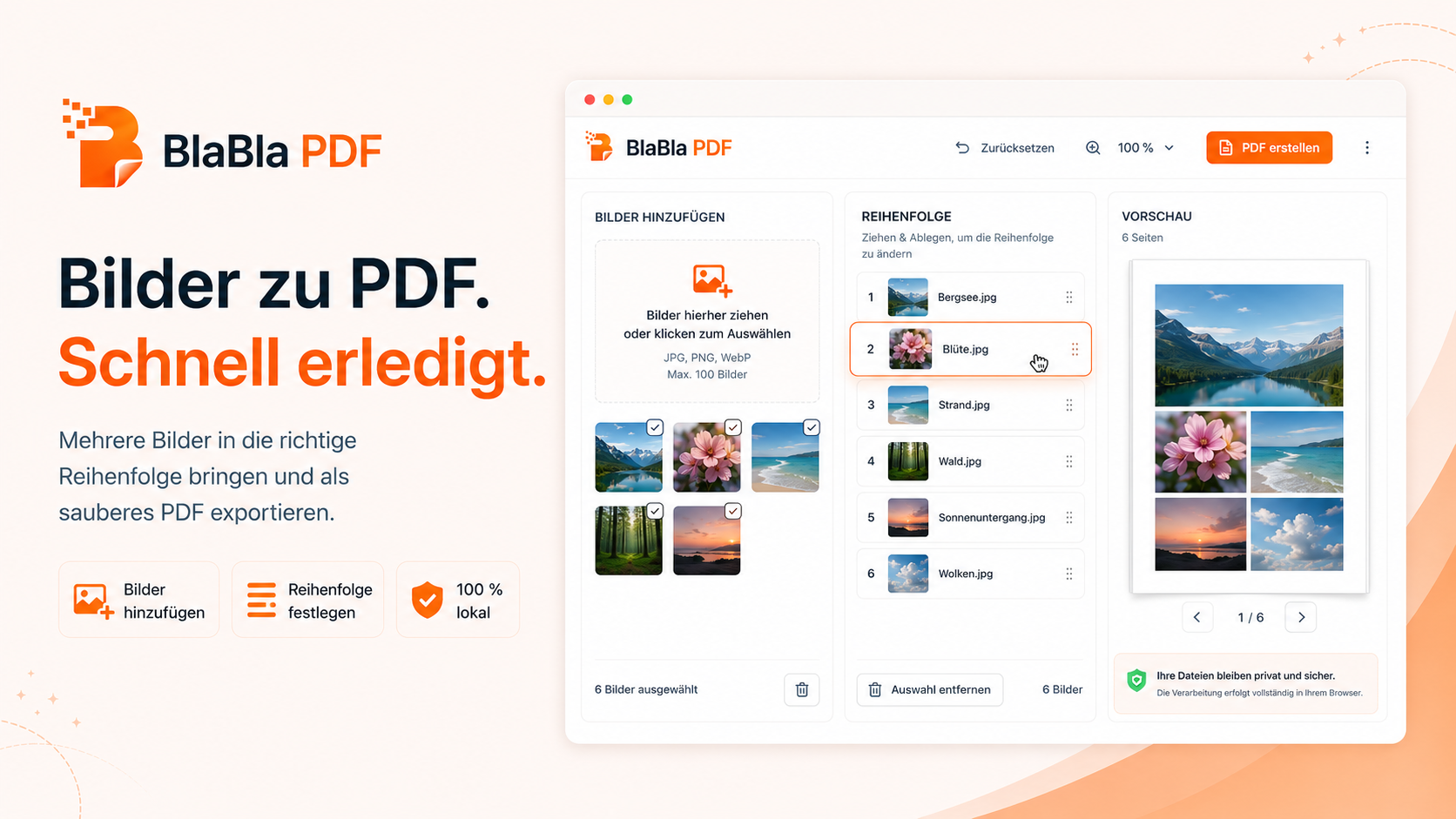Bilder werden in BlaBla PDF zu einer PDF-Datei zusammengefuegt