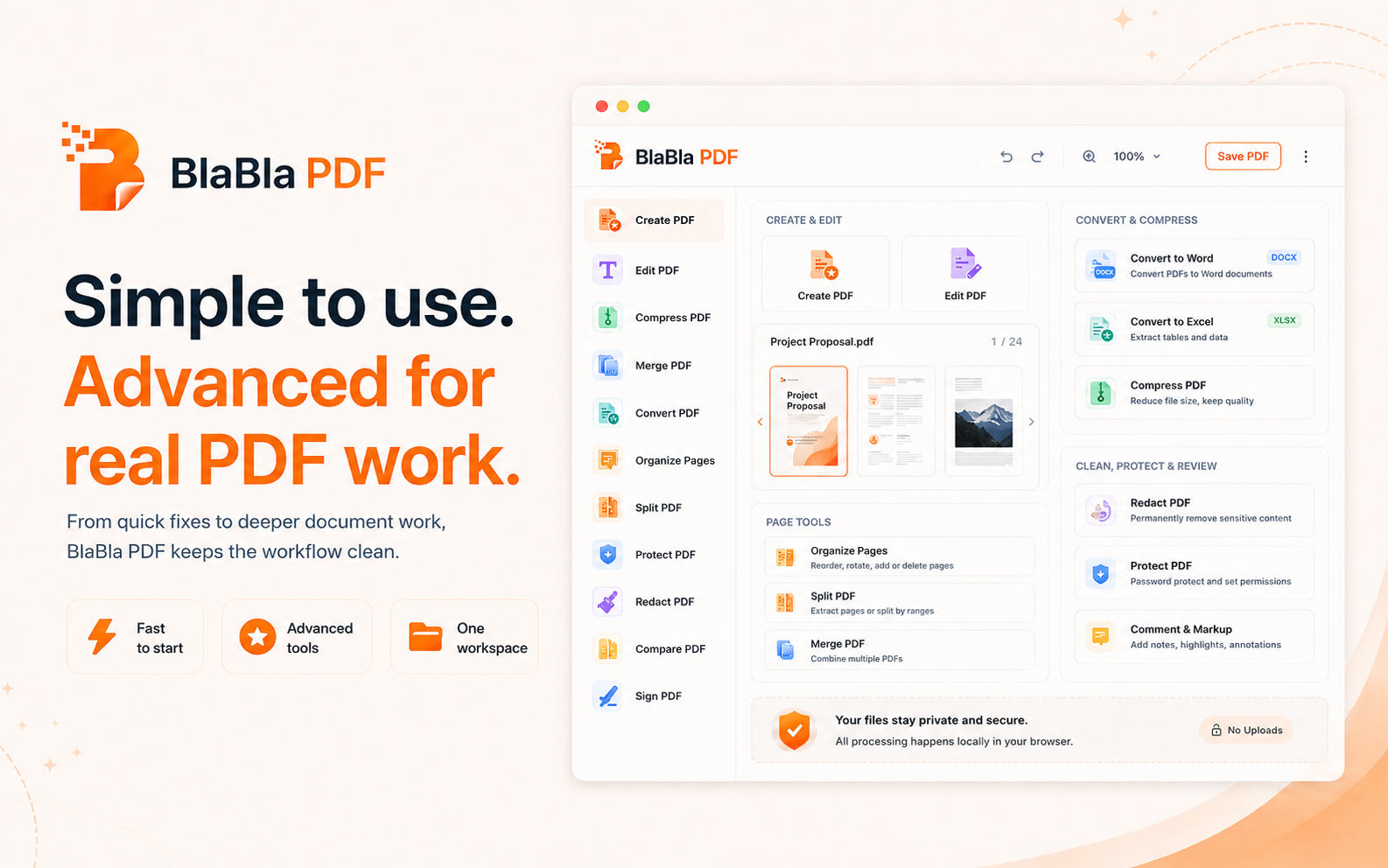BlaBla PDF extension-style interface for simple and advanced PDF work