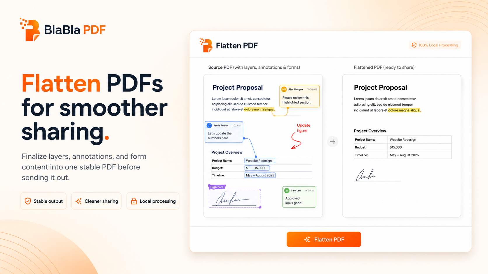 BlaBla PDF flattening a PDF for smoother sharing