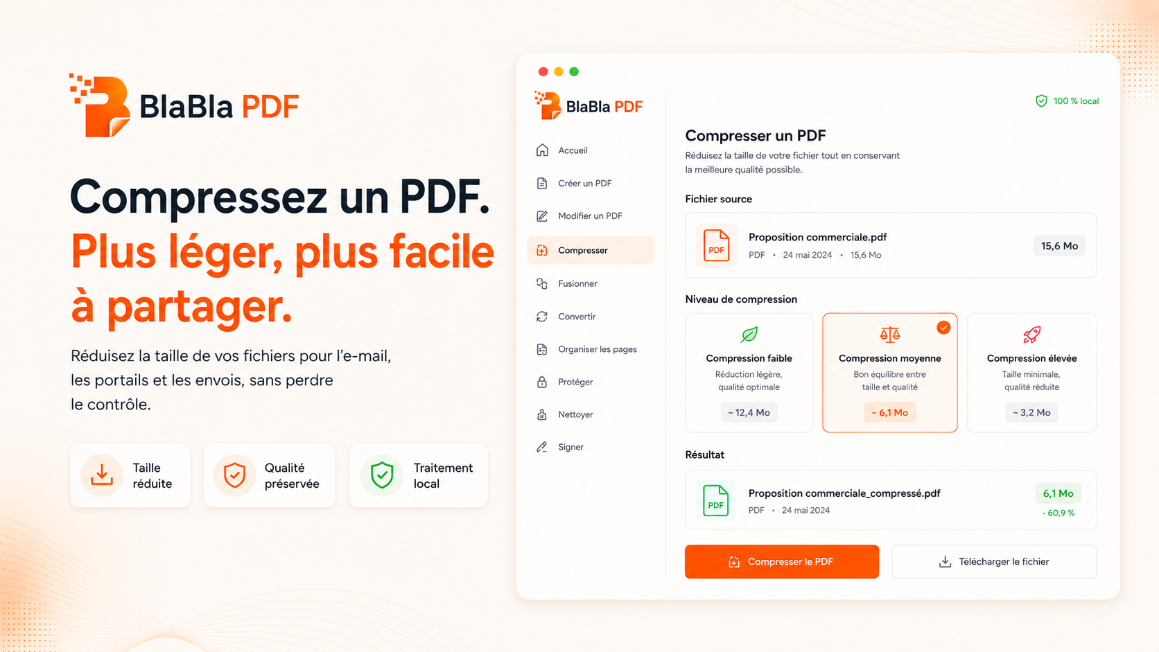 Taille d’un fichier PDF réduite avec BlaBla PDF