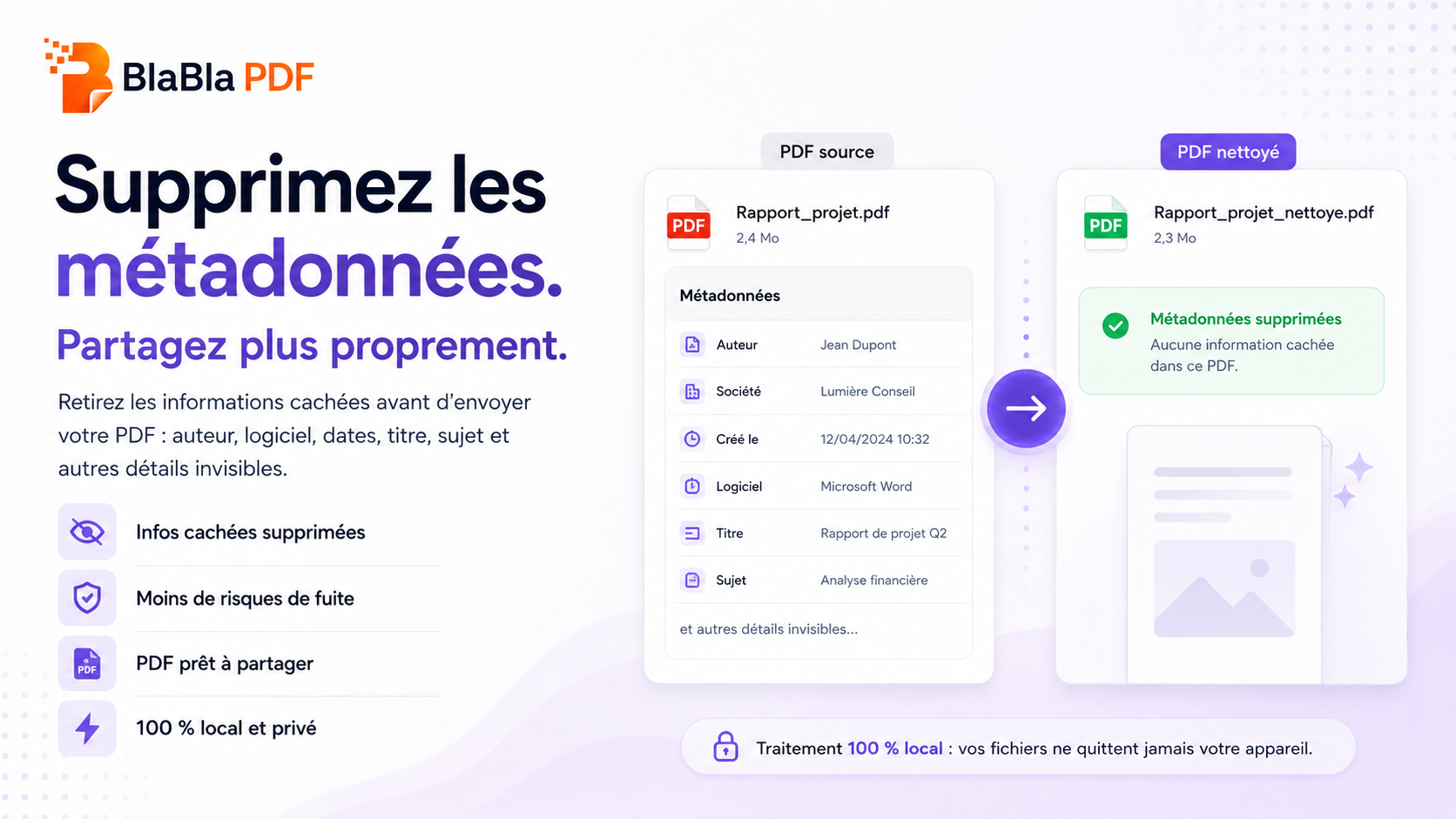 Métadonnées cachées d’un PDF nettoyées avant le partage